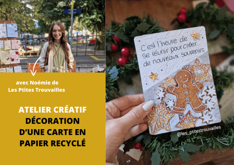 Atelier créatif – décoration d’une carte en papier recyclé – spécial fêtes de fin d’année